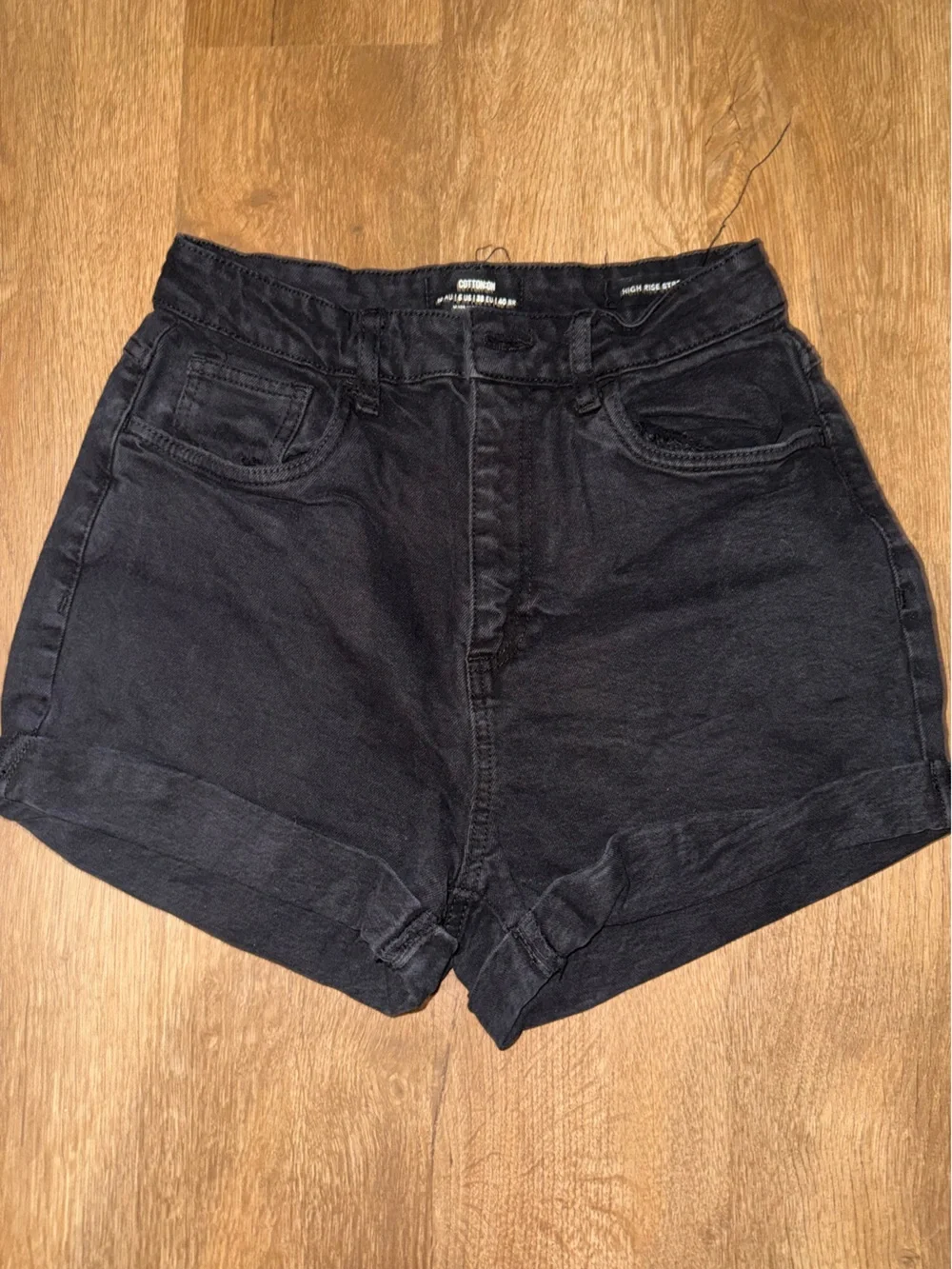 Cotton On High-Rise Black Denim Shorts